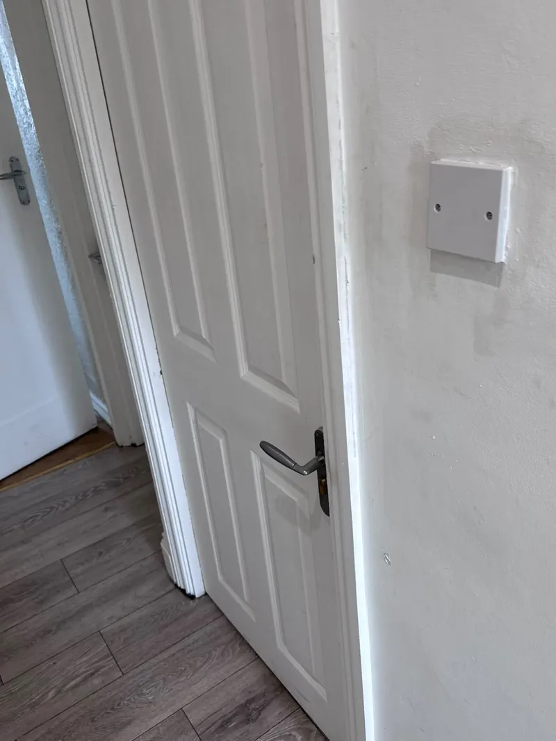 Hallway door, wall and flooring